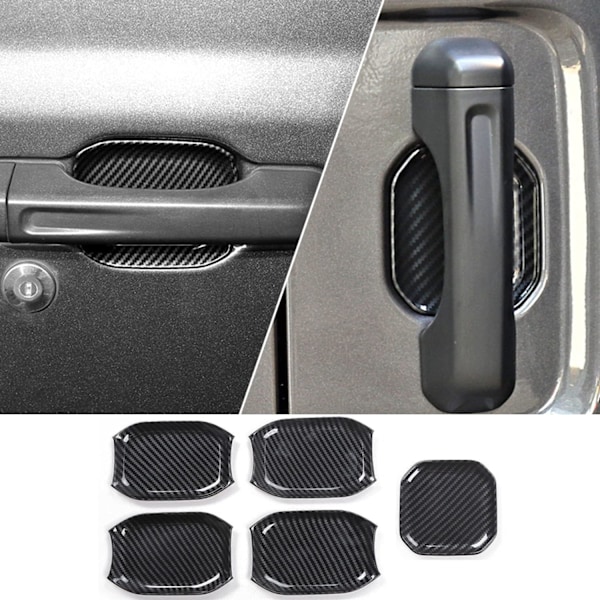 5 st (4 dörrar) Kolfiber Dörrhandtagsskydd Trim för Jeep Wrangler JL JLU 2018-2022, för Jeep Gladiator JT 2020-2