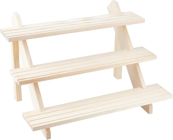 1 stycke (Träfärg) 3-vånings Logg Detaljhandel Örhänge Display Riser