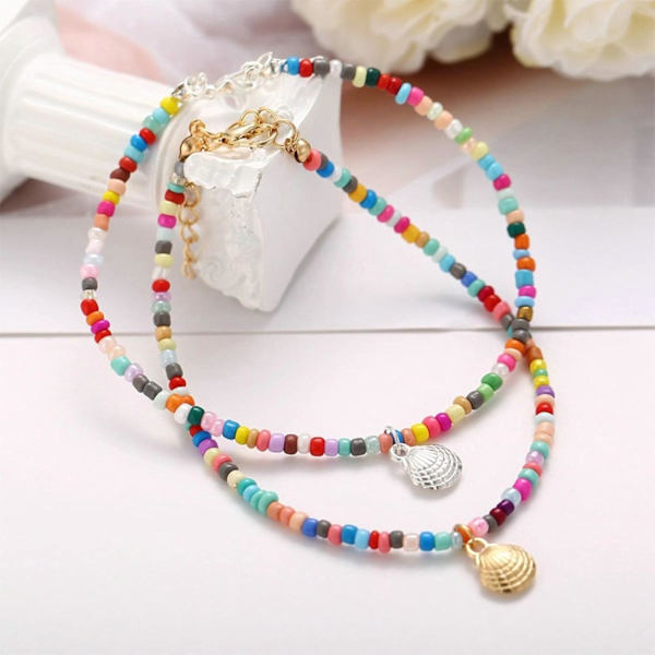 2 kpl (Hopea) Bohemian Turquoise Jalkaketju, Simpukka Anklet