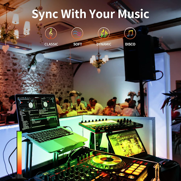 Smart LED Lysbar, Gaming Lys Ambient Belysning Bluetooth Farve Lysbarer