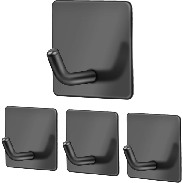 Four Piece Adhesive Hook, Matte Black Wall Hook, 304 Stainless