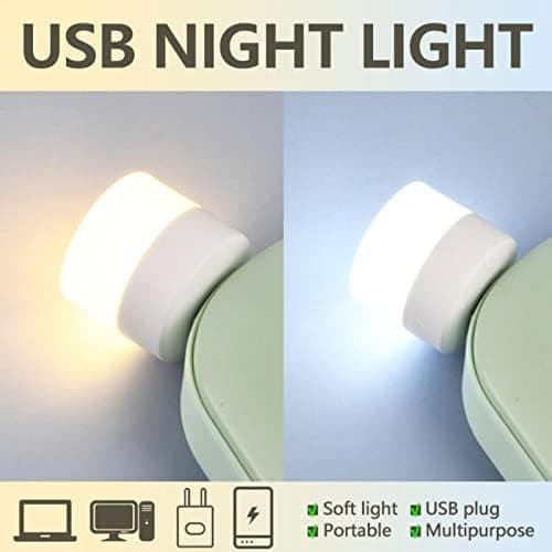 USB-plugglampe Datamaskin Mobil Strømlading USB Liten Boklampe LED Øyevern Leselys Liten Rund Lys