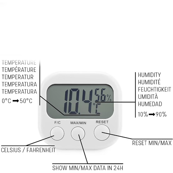 2 stk. Indendørs Termometer Hygrometer - Høj Præcision - Digital