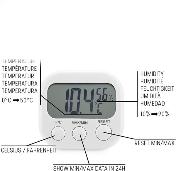 2 stk Innendørs Termometer Hygrometer - Høy Nøyaktighet - Digital