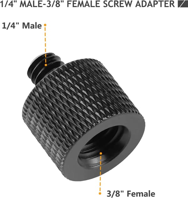 4 kpl (musta) Kamerakiinnityskruvin sovitin, 1/4\" uros - 3/8\"