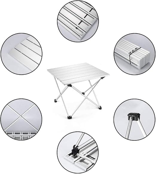 Sølv aluminiums foldbart campingbord, bærbart foldbart