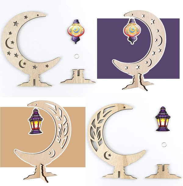 2 stk Ramadan Tredekorasjoner Eid Mubarak Ornament Måne Stjerne