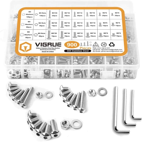 900 st M3 M4 M5 304 Rostfritt Stål Hex-Huvud Knapp Socket Head