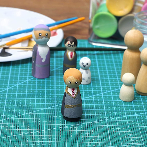 50 st träfigurer för målning, leksaksfigurer i trä, familjefigurer dockor för målning hantverk, små DIY träfigurer man kvinna pojke flicka barn