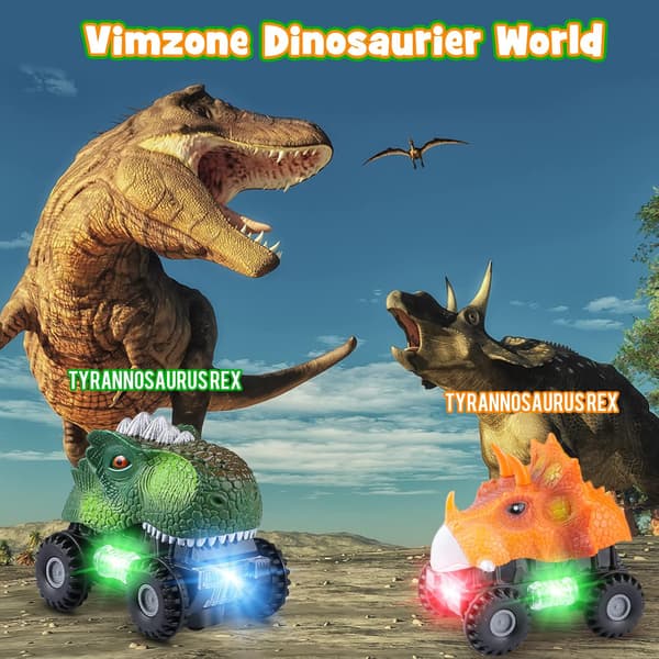 Dinosaurusajoneuvot lapsille, sähköinen dinosauruslelu LED-valolla