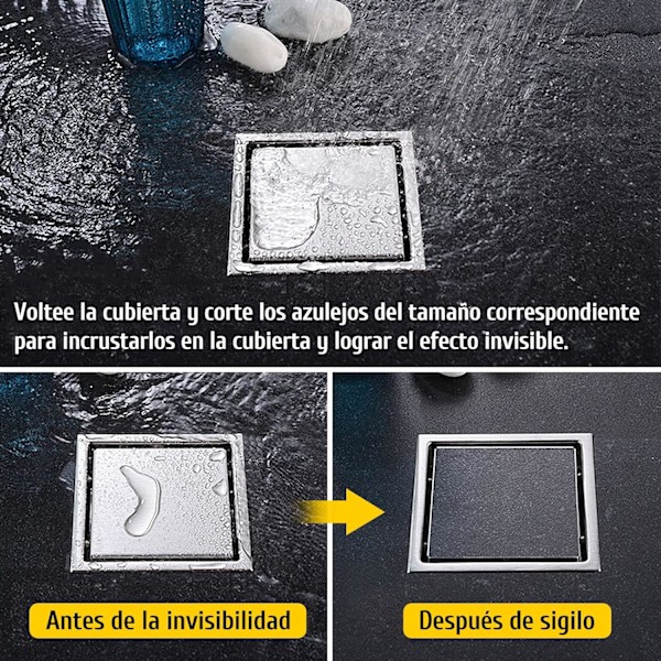 Kvadratisk Rustfrit Stål Bruserafløb med Anti-Lugt Tætning, Ideel til Hjem, Badeværelser, Køkkener og Balkoner (110x110mm)