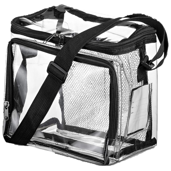 Gennemsigtig madpose med justerbar skulderrem og meshtaske til picnic