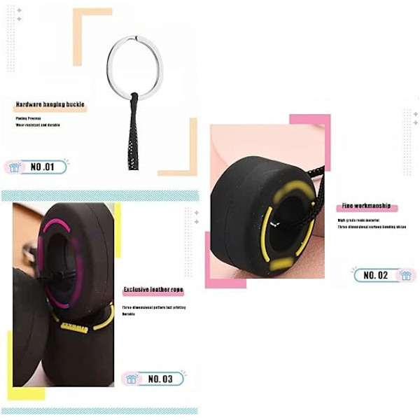 Mini 2 stk. Gummi Dæk Nøglering Kreativ Hjul Nøglering Tilpasset