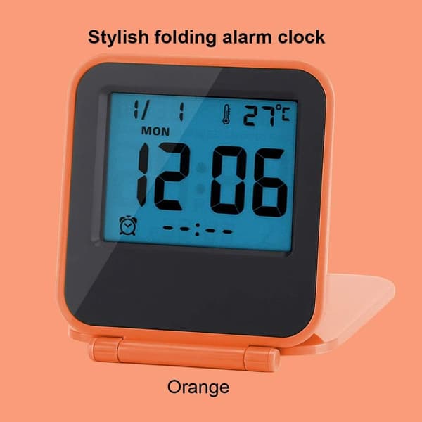 1 Styck Orange Mini Flip Reseförpackad Elektronisk Klocktermometer
