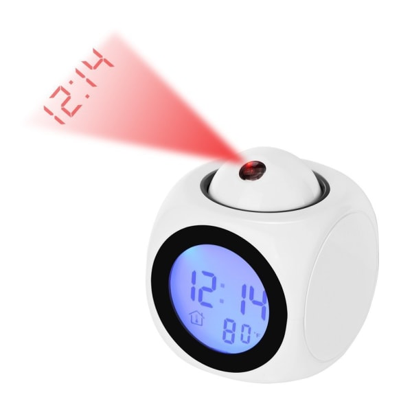 Digital Projektionsklocka Tyst LED-väckarklocka 12/24h Tak