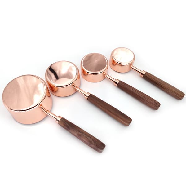 4 st (Roséguld, L) Hållbara och Kopparpläterade Rostfria Mätkoppar