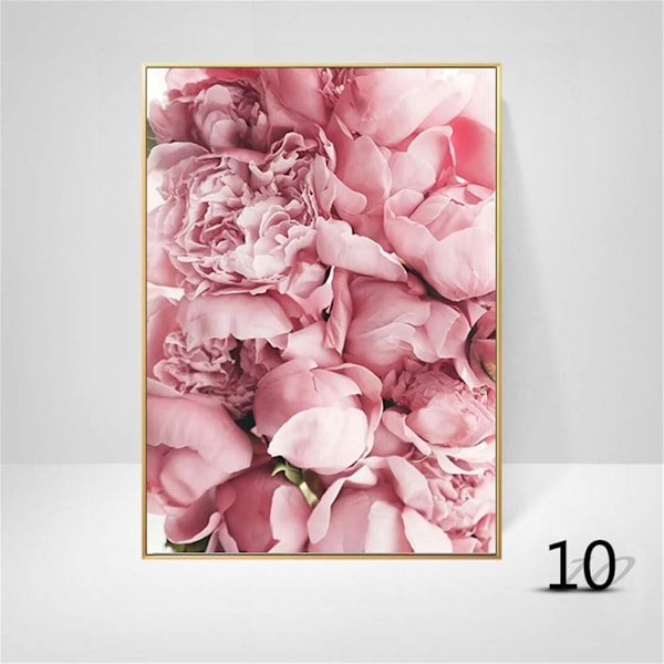 Affischset med 3 väggbilder 3 delar canvasbild blommor pion affischset väggkonst utan ram konst affisch för vardagsrum (stil D, 30 x 40 cm)