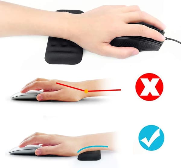 Håndleddstøtte i minneskum, sklisikker ergonomisk musematte med
