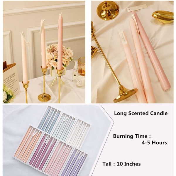 4 delar Gradient Färg Doftande Taper Candles rökfritt ljus