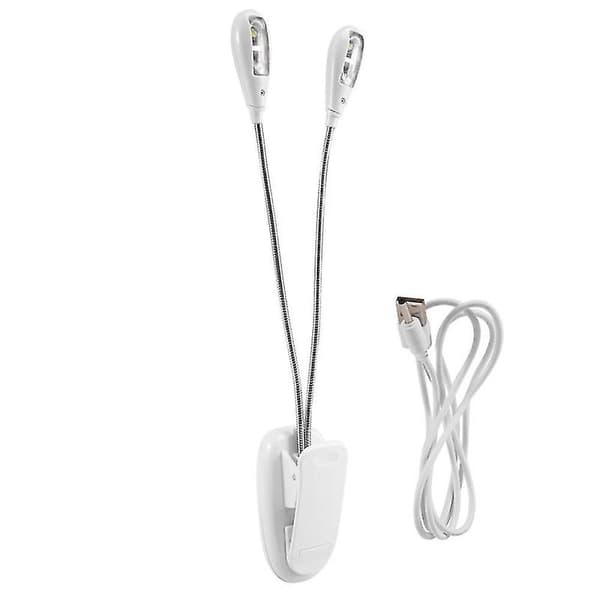 Musikstand Lys, Hvid Clip On Led Boglys, Usb Og Aaa Bat