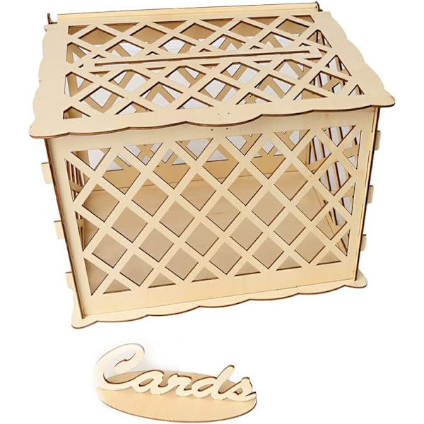 Elegant DIY Trälåda för Kort med Återanvändbar Ihålig Design, Kort
