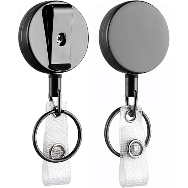 2-pack Slitstark Utdragbar Märkeshållare, Will Well Metall ID-Märkeshållare med Bältesklämma Nyckelring för Namn C