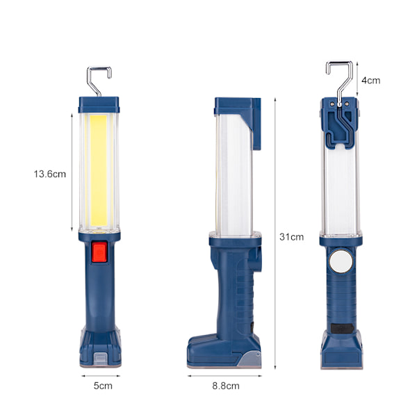 1 kpl LED COB latautuva työvalo vahva magneetti