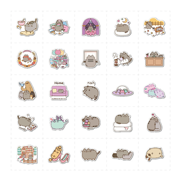 100-pack Laptop- och Kattdekaler (6-8 cm) Naturliga Söta Cartoon-mönster