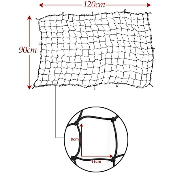 1 kpl musta 120*90cm pickup-auton tavaratilan kiinnitysverkko