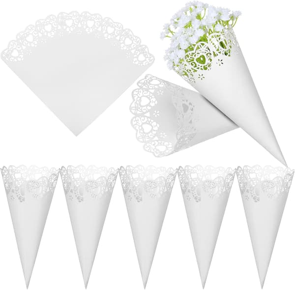 100 stk Hvite Hule Blomster til Bryllupsfeiring Papir