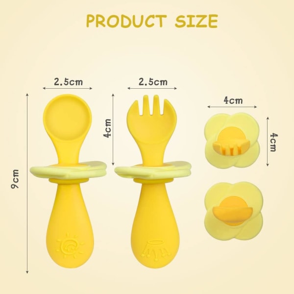 Ergonomic Baby Dishware, Baby Spoon and Fork Set, Encourages