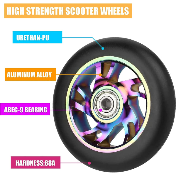 100mm Pro Stunt Scooter Hjul med ABEC 9 kullager passar 100/110/