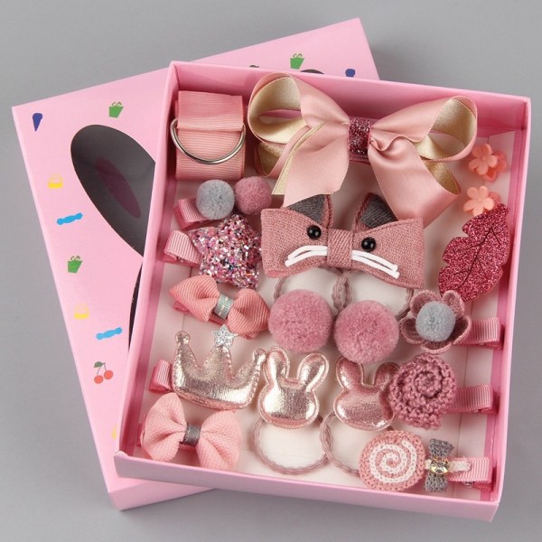 18-pack små flickor hårklämmor (koreansk rosa) för små flickor,