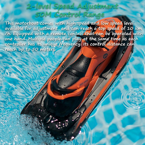 2,4 GHz Fjärrstyrd Jetski, Hög Hastighet RC Motorbåt Vattenleksak Dubbla Propellrar Motorbåtsmodell Leksak 2 Hastighetsnivåer