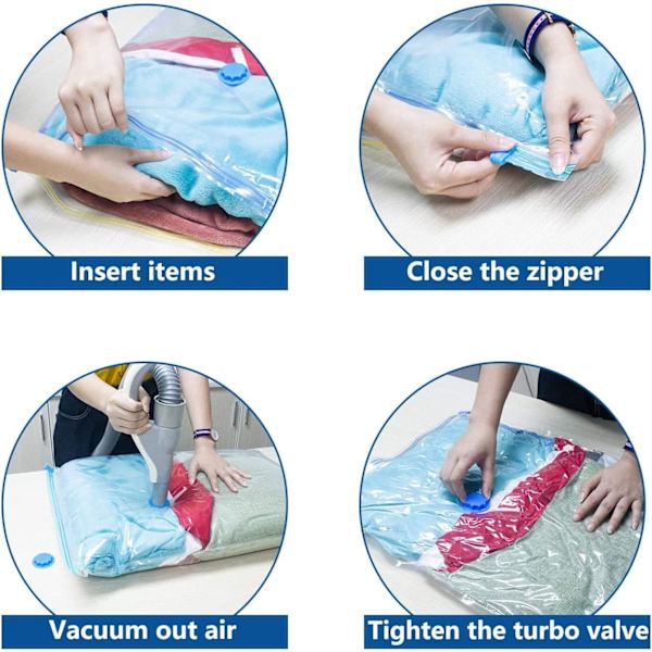 8-pack Premium Vakuumförvaringsväskor - 6L(80x60cm)+2S(60x40cm)