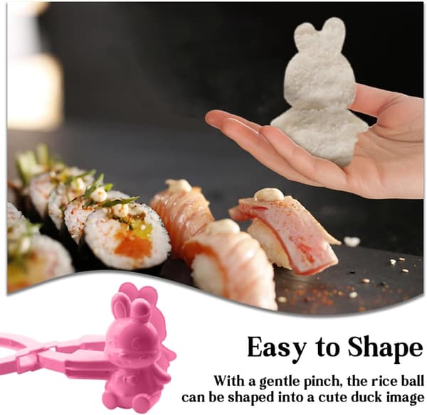 2 Stykker Sushi-Formning Kreative Dyreforme Ænder Ske Sushi-Form 3D Ris-Formningsform til Risbolde, Sushi, Stegt