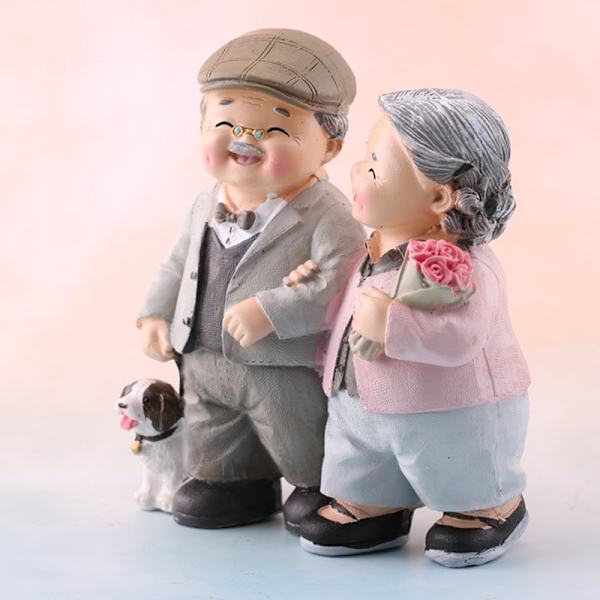 1 Stykke Gammelt Par Resin Statue Bryllupsdag Elskende