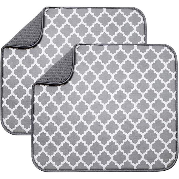 2 Pak Mikrofiber Tørremåtte til Opvaskestativ, Absorberende Tørremåtte