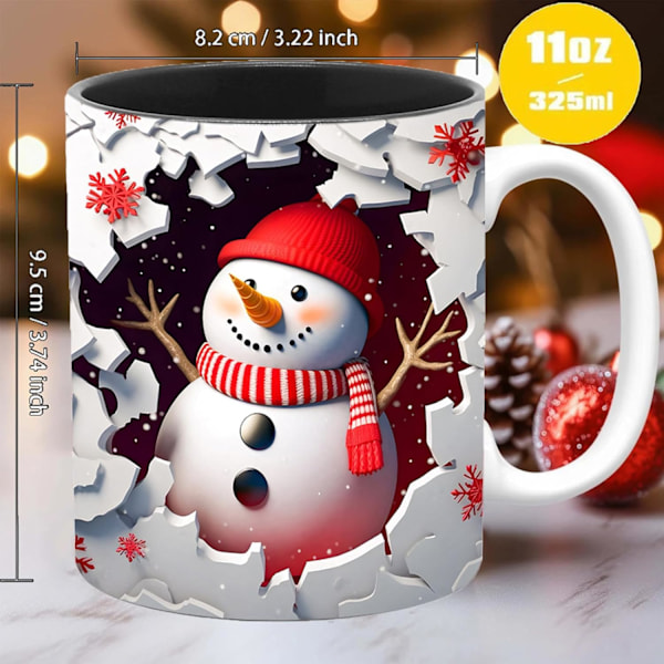 Visual Effect 3D Julemandskrus, Tegneserie Julemand Keramik Kaffe Kop (11oz) Julegaver til Venner og Familie