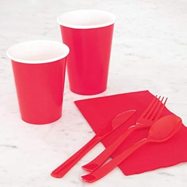 9oz 250ml Kiinteät Paperikupit (Punainen, 20 kpl) - Elegantti Rubiininpunainen Teema