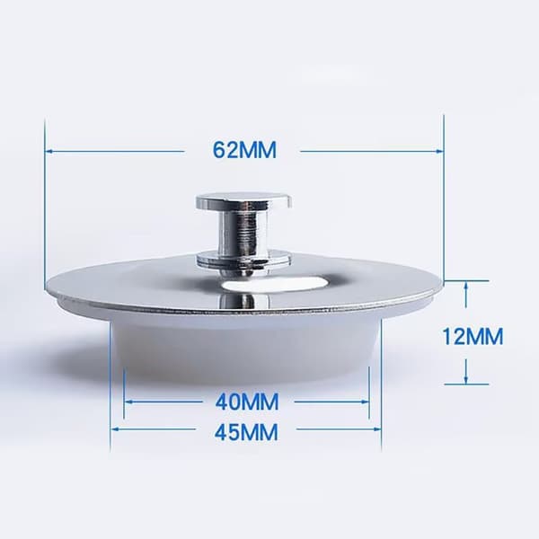 45mm Aftapningsstop til Vask, Rustfrit Stål Badeværelsesstop, Nem