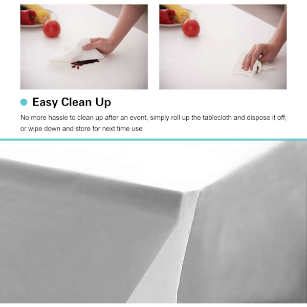 Set med 6 engångs transparenta plastdukar 1.37 x 2.74
