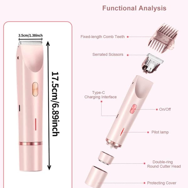 Dobbelthovedet barbermaskine til kvinder, pink