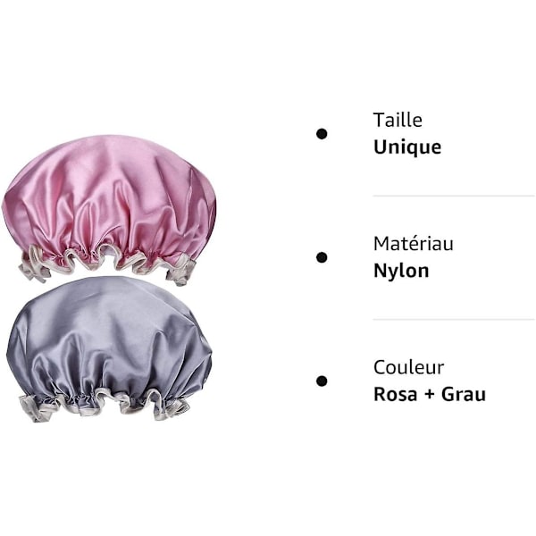 2 stk. vandtætte elastiske badehætter til kvinder til spa-salon, pink+grå