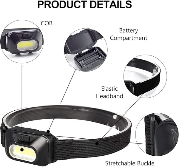 2 LED Hodelykt, Hodelykt, Vanntett Lommelykt, Kraftig 3 Moduser
