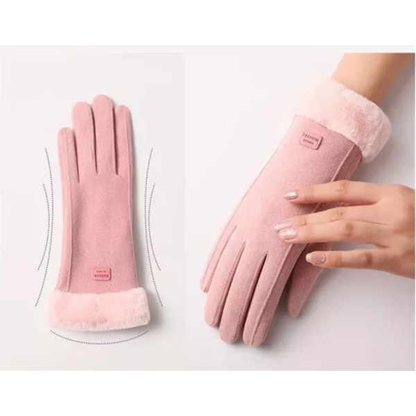 Vinterhandskar för kvinnor, termiska handskar för kvinnor, rosa