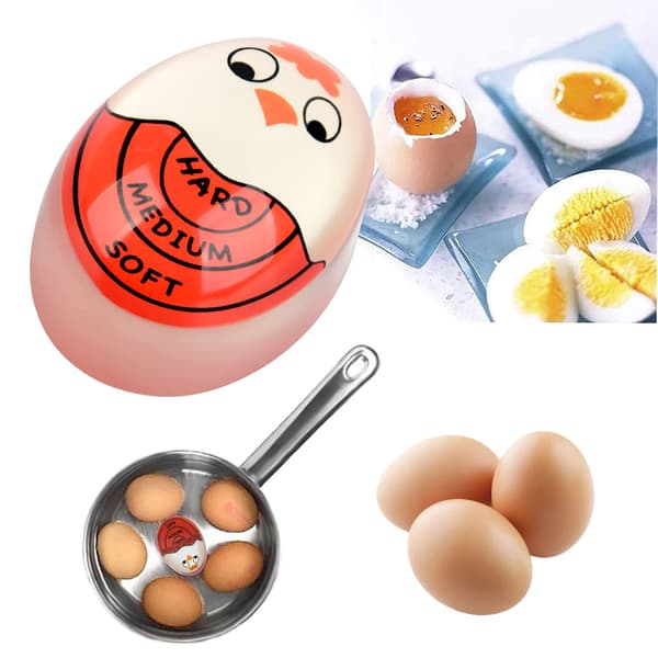 Egg-timer med fargeindikator for hard og myk koking