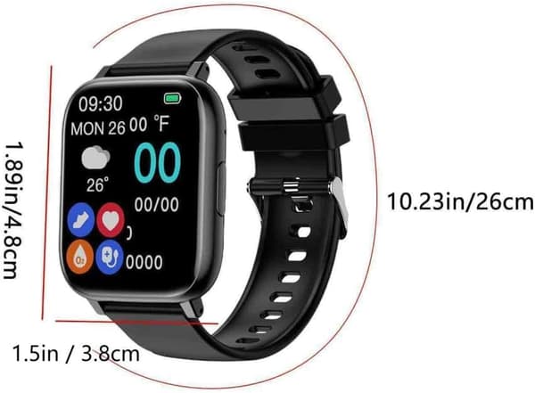 Smartklocka för Män Kvinnor (Svara/Ring Samtal), HD 1.77\" för Android iOS (Svart)