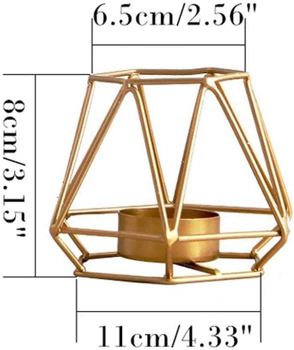 2 Geometriske Lysestaker for Teelys, Gullbord