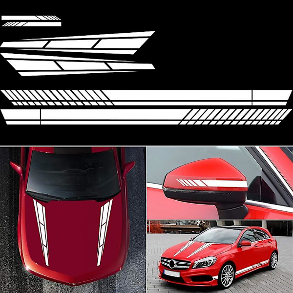 6x Bilklistermærke Stribet Side Stripe Side Sticker Vinyl Decal Sticker Grafisk Bil Side Karosseri Sticker Stribet Bilklistermærke, Brugt Til Bil Cover Dekoration